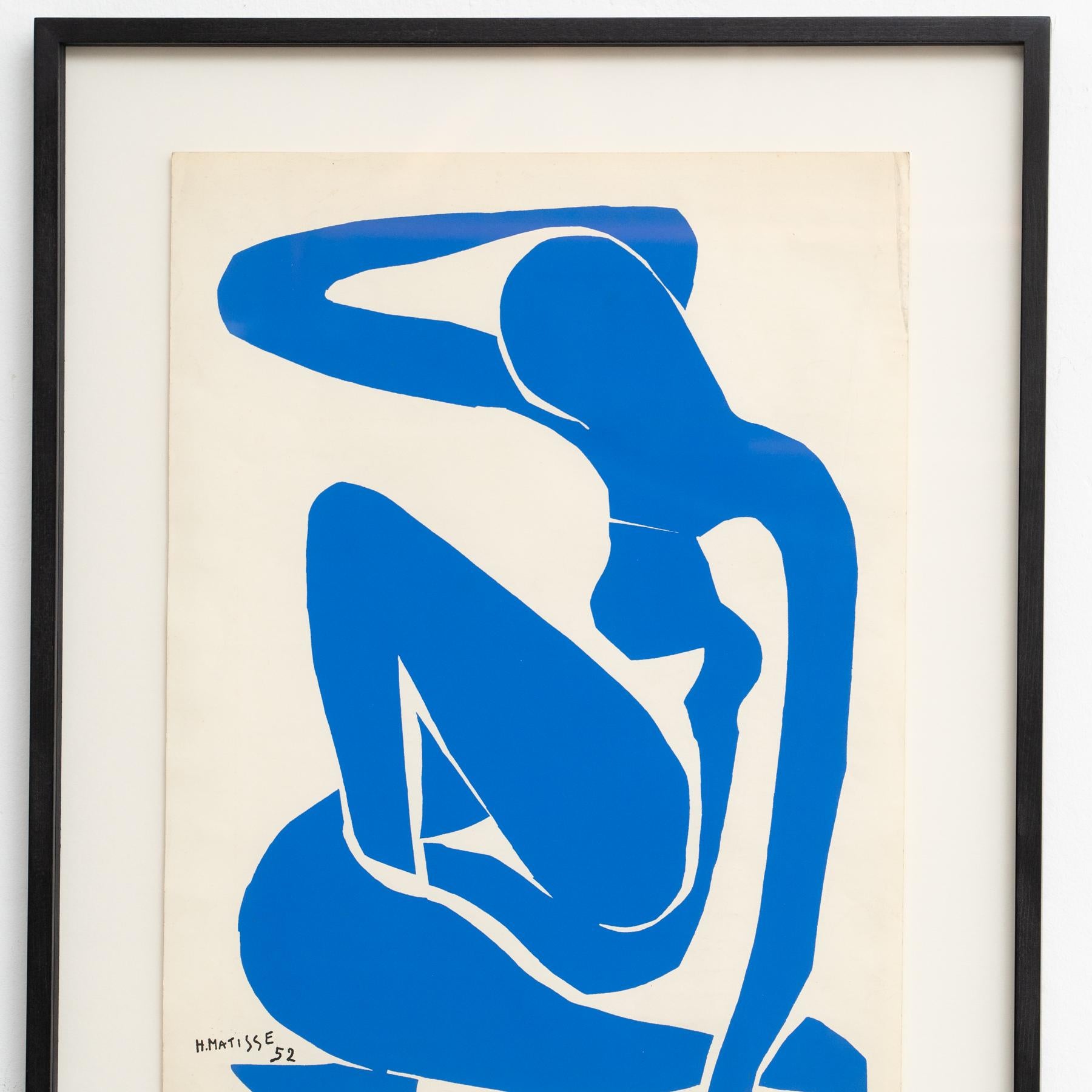 French Framed Henri Matisse Cut Out Blue Lithograph Nu Bleu I, 1970 For Sale