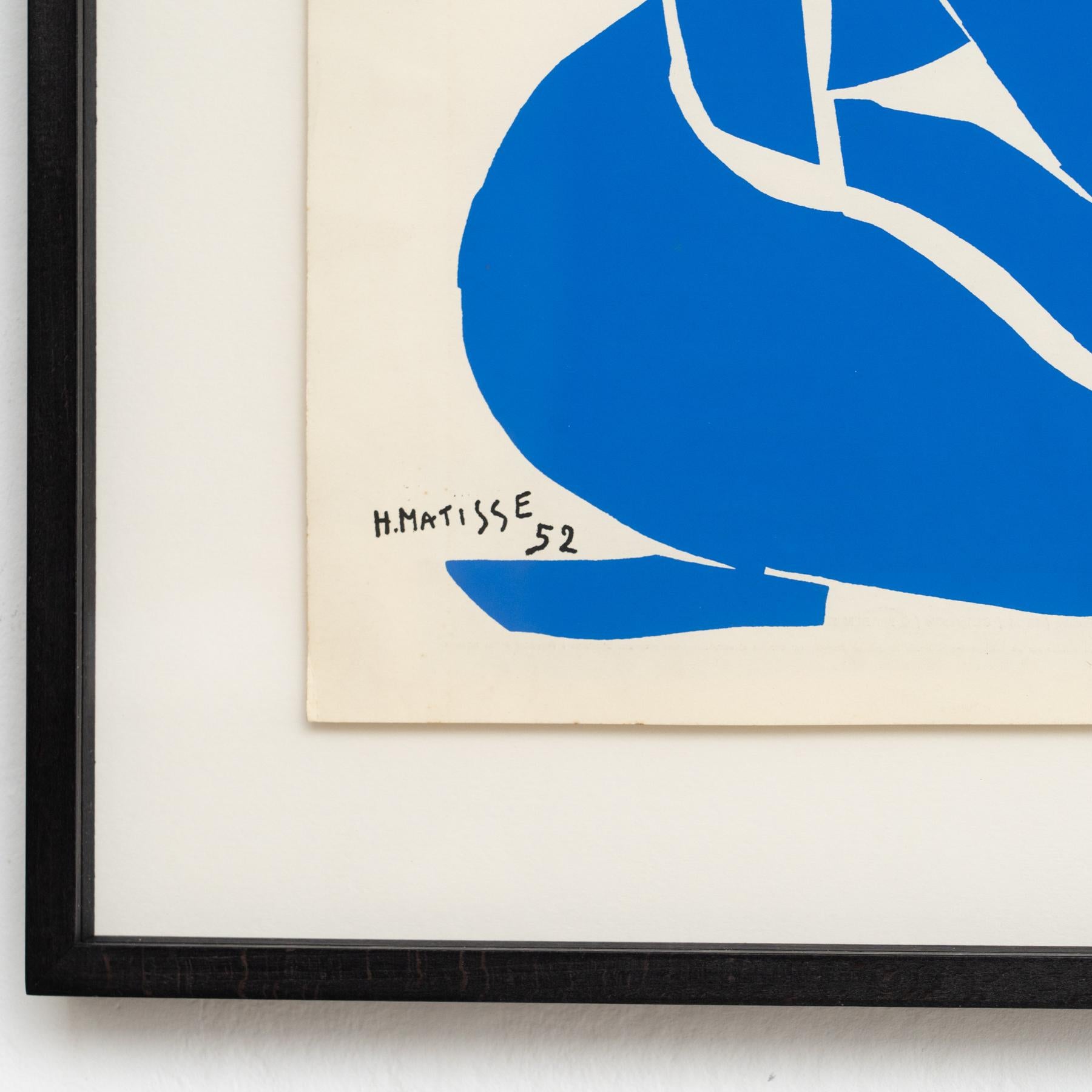 Framed Henri Matisse Cut Out Blue Lithograph Nu Bleu I, 1970 In Good Condition For Sale In Barcelona, Barcelona