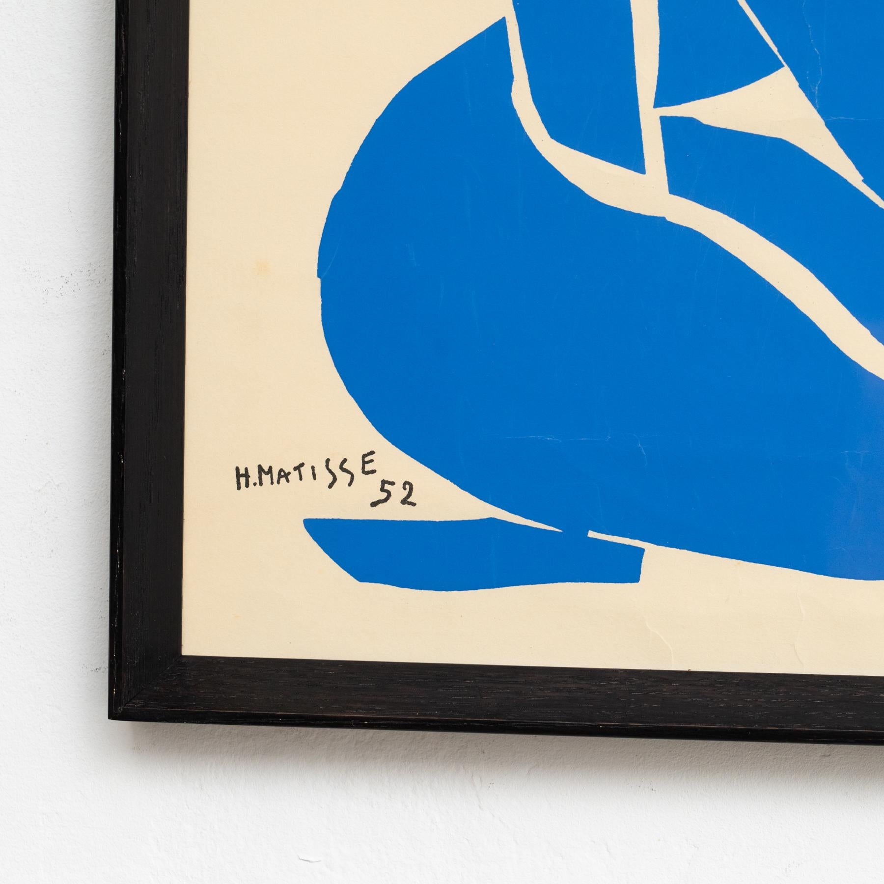 Litografía recortada en azul Nu Bleu I, 1970, de Henri Matisse, enmarcada en Bueno estado para la venta en Barcelona, Barcelona
