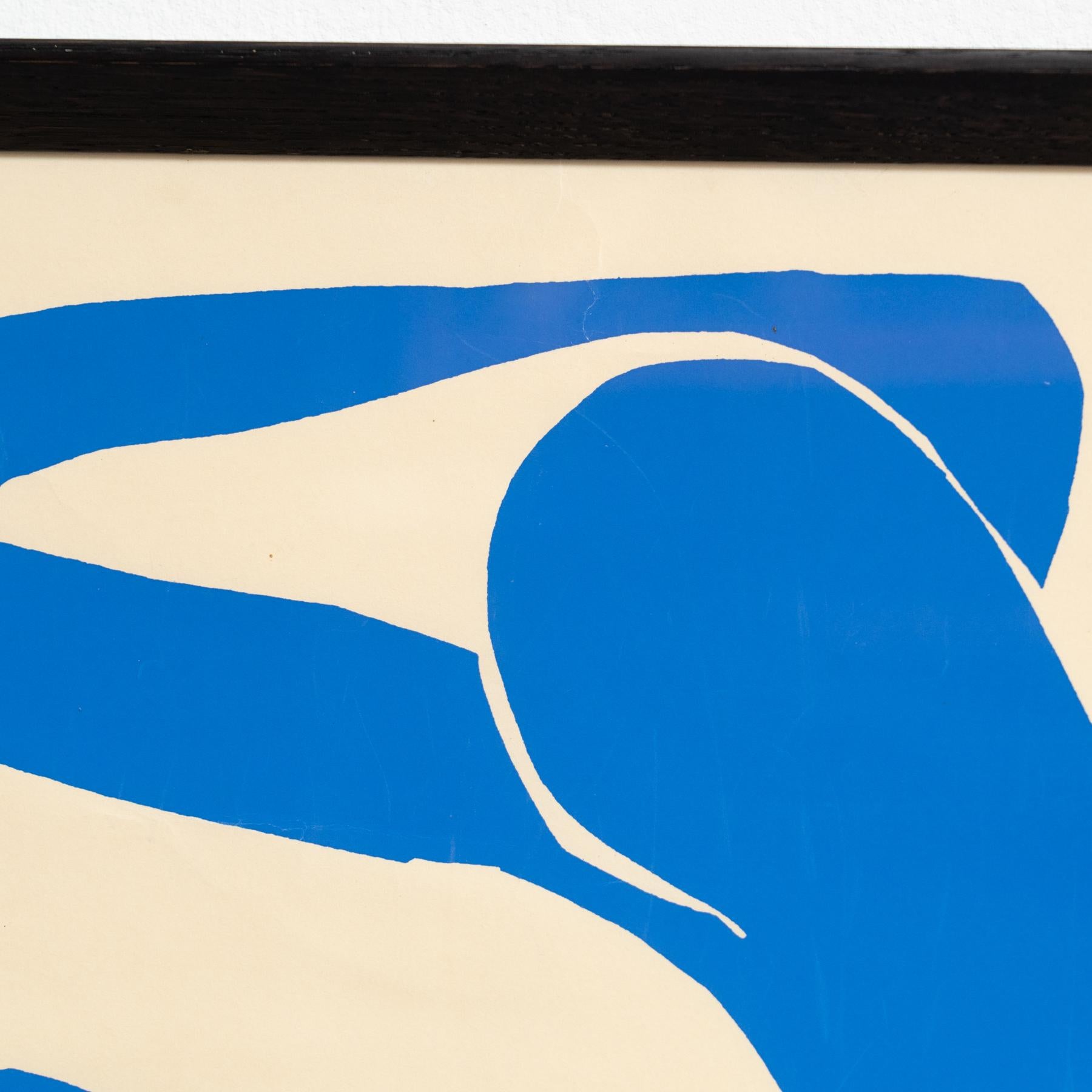 Litografía recortada en azul Nu Bleu I, 1970, de Henri Matisse, enmarcada Papel en venta