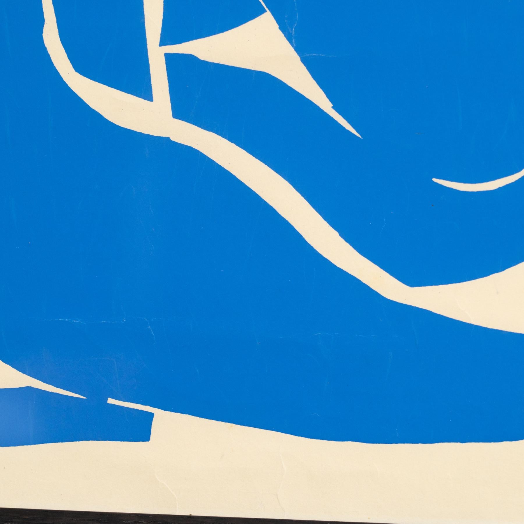 Litografía recortada en azul Nu Bleu I, 1970, de Henri Matisse, enmarcada en venta 1