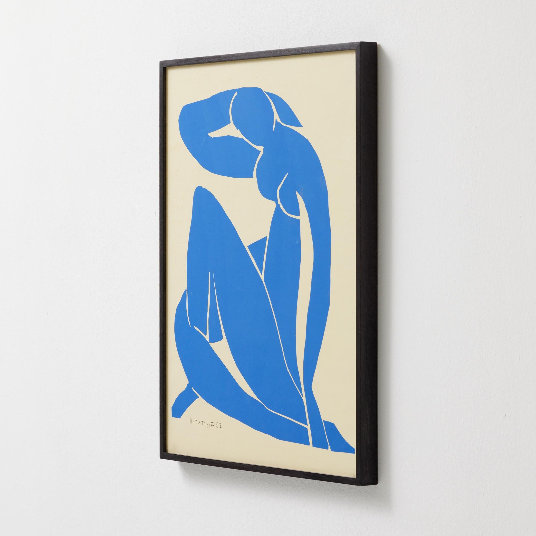 Framed Henri Matisse Cut Out Blue Lithograph Nu Bleu I, 1980 (Moderne der Mitte des Jahrhunderts) im Angebot