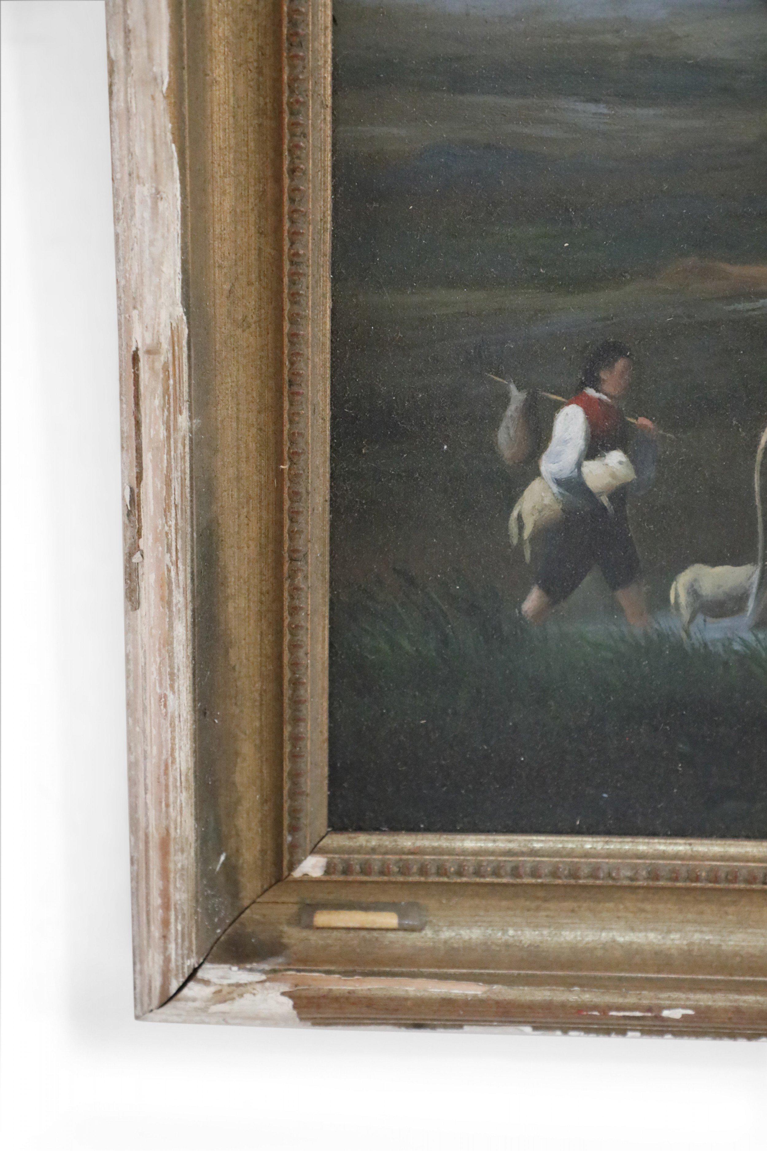 Framed Herder and Cattle Landscape Oil Painting For Sale 1