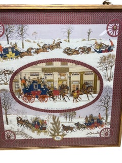 Foulard Hermès encadré "Bull and Mouth Regent''s Circus Piccadilly"