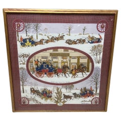 Foulard Hermès encadré "Bull and Mouth Regent''s Circus Piccadilly"