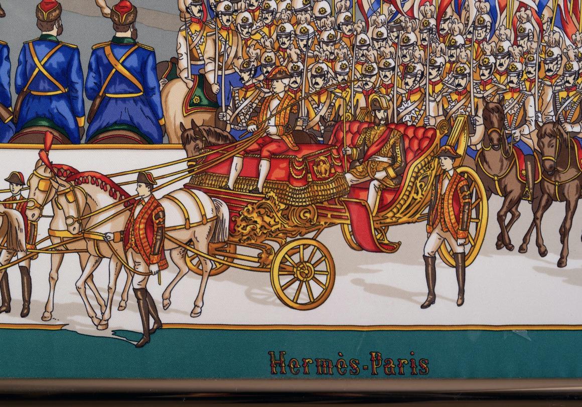 Modern Framed Hermes Silk Scarf Grand Cortege a Moscou