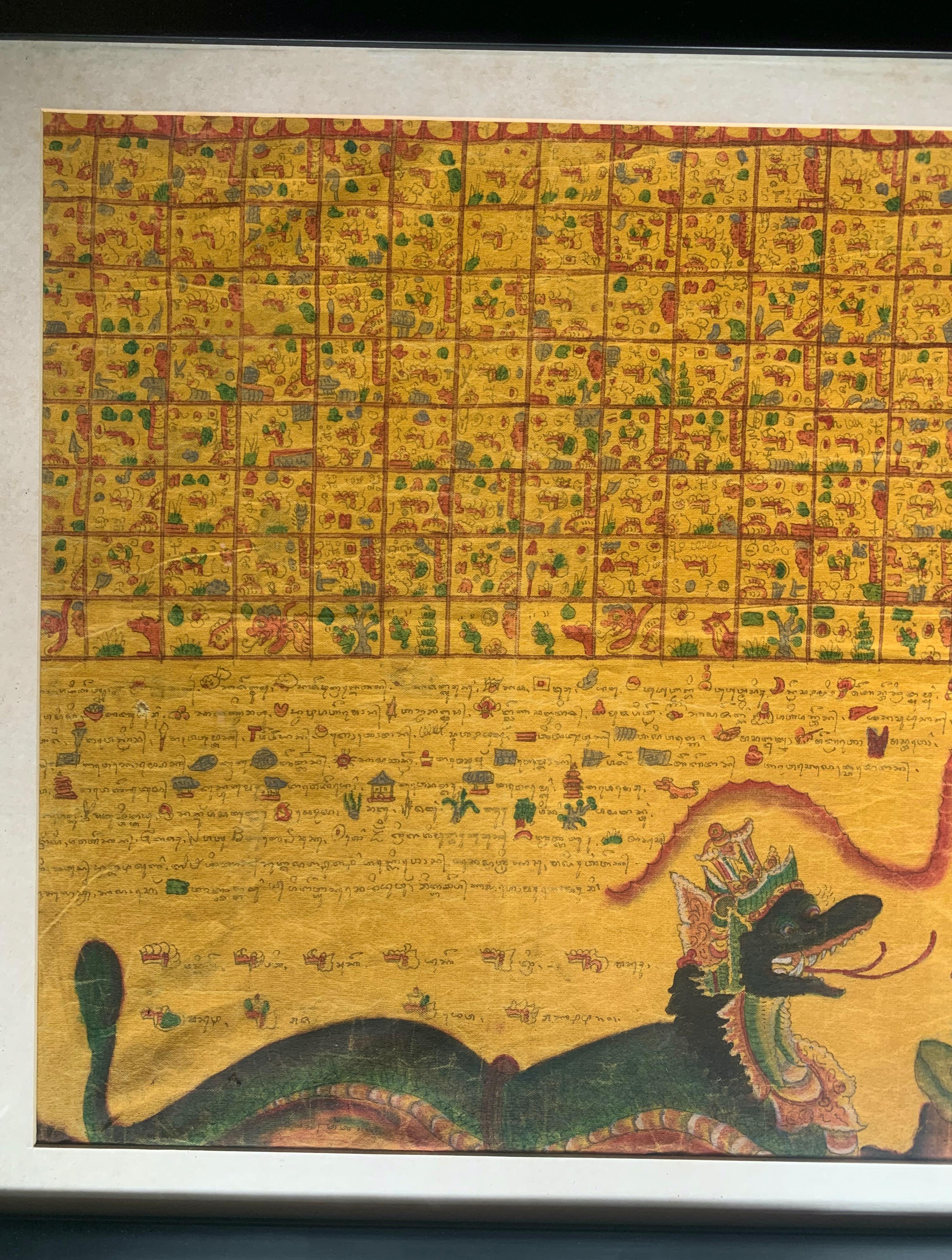 Tribal Peinture de Kamasan encadrée, calendrier hindou, Bali, Indonésie