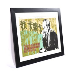 Framed Ho Chi Minh Original North Vietnam War Propaganda Poster