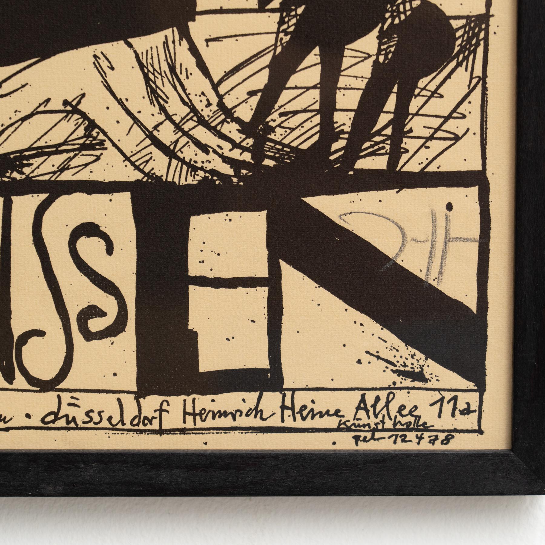 Gerahmter Horst Janssen signierter Druck - 'Dusseldorf', Surrealistische Schwarz-Weiß-Kunst im Angebot 3