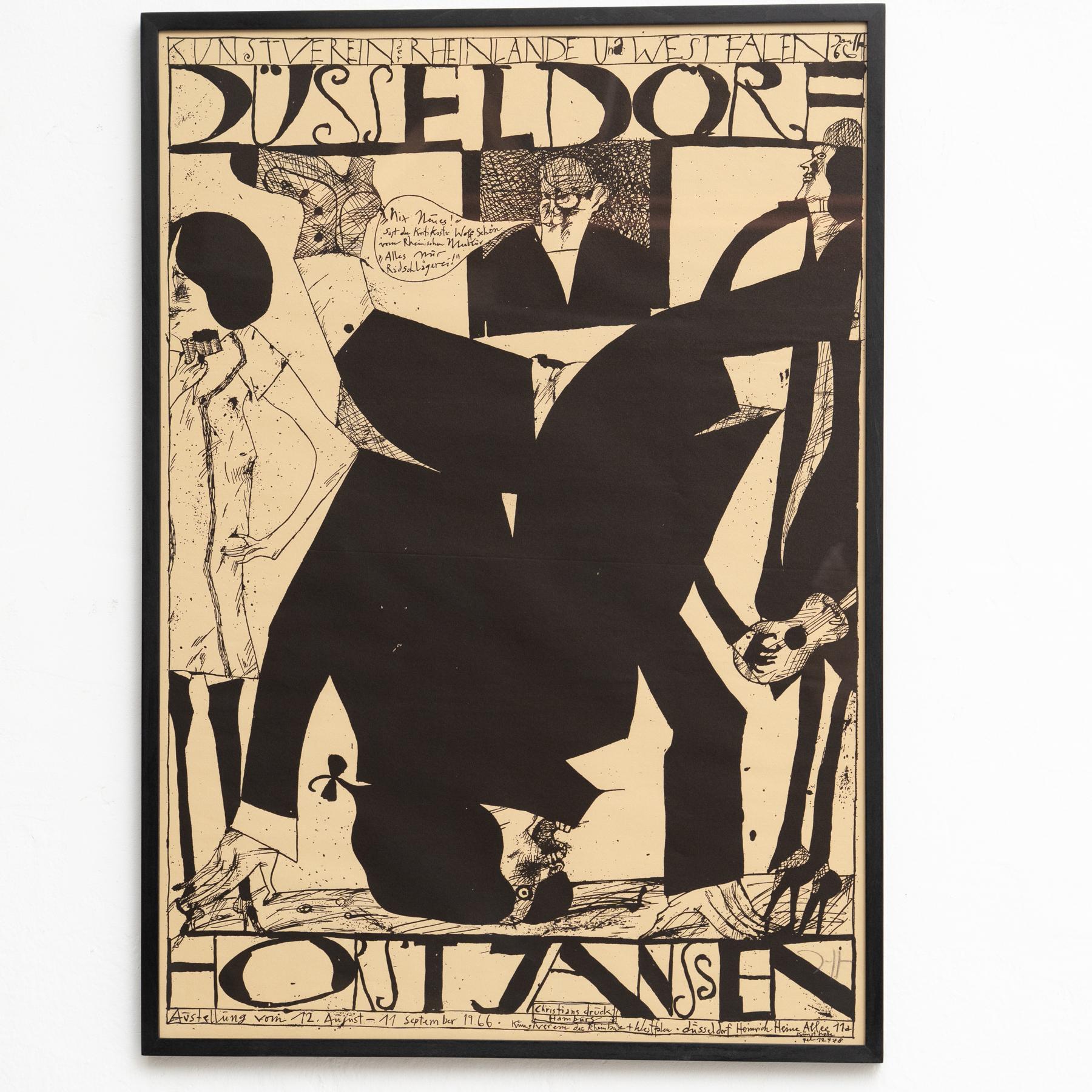 Gerahmter Horst Janssen signierter Druck - 'Dusseldorf', Surrealistische Schwarz-Weiß-Kunst (Moderne der Mitte des Jahrhunderts) im Angebot