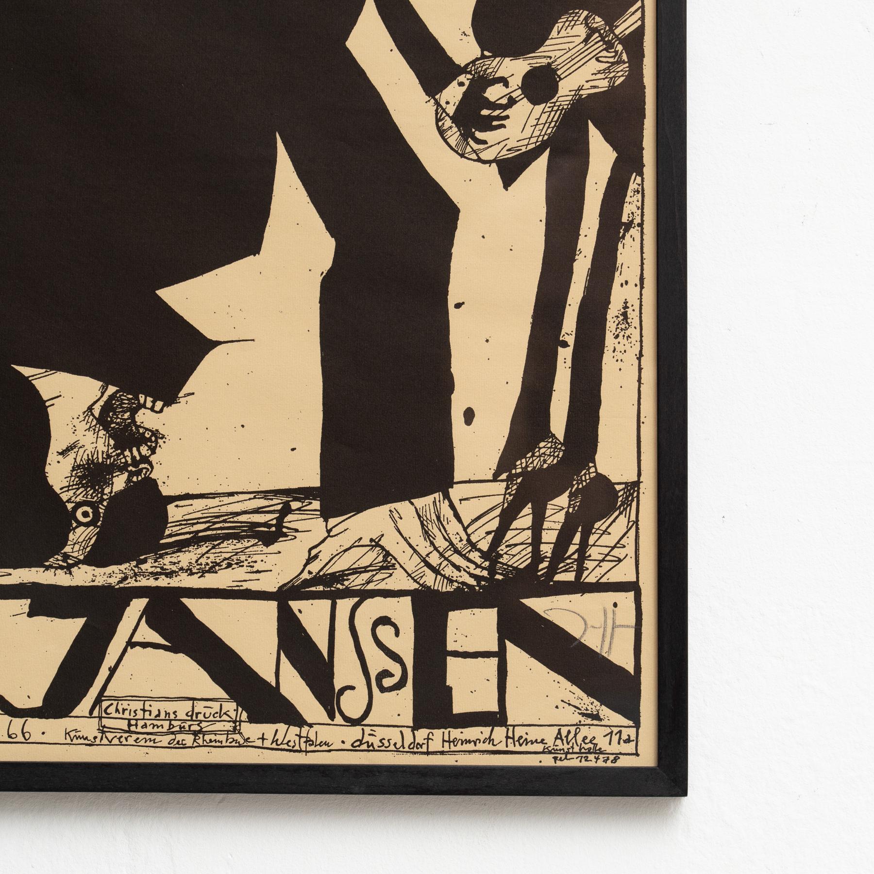 Gerahmter Horst Janssen signierter Druck - 'Dusseldorf', Surrealistische Schwarz-Weiß-Kunst im Zustand „Gut“ im Angebot in Barcelona, Barcelona