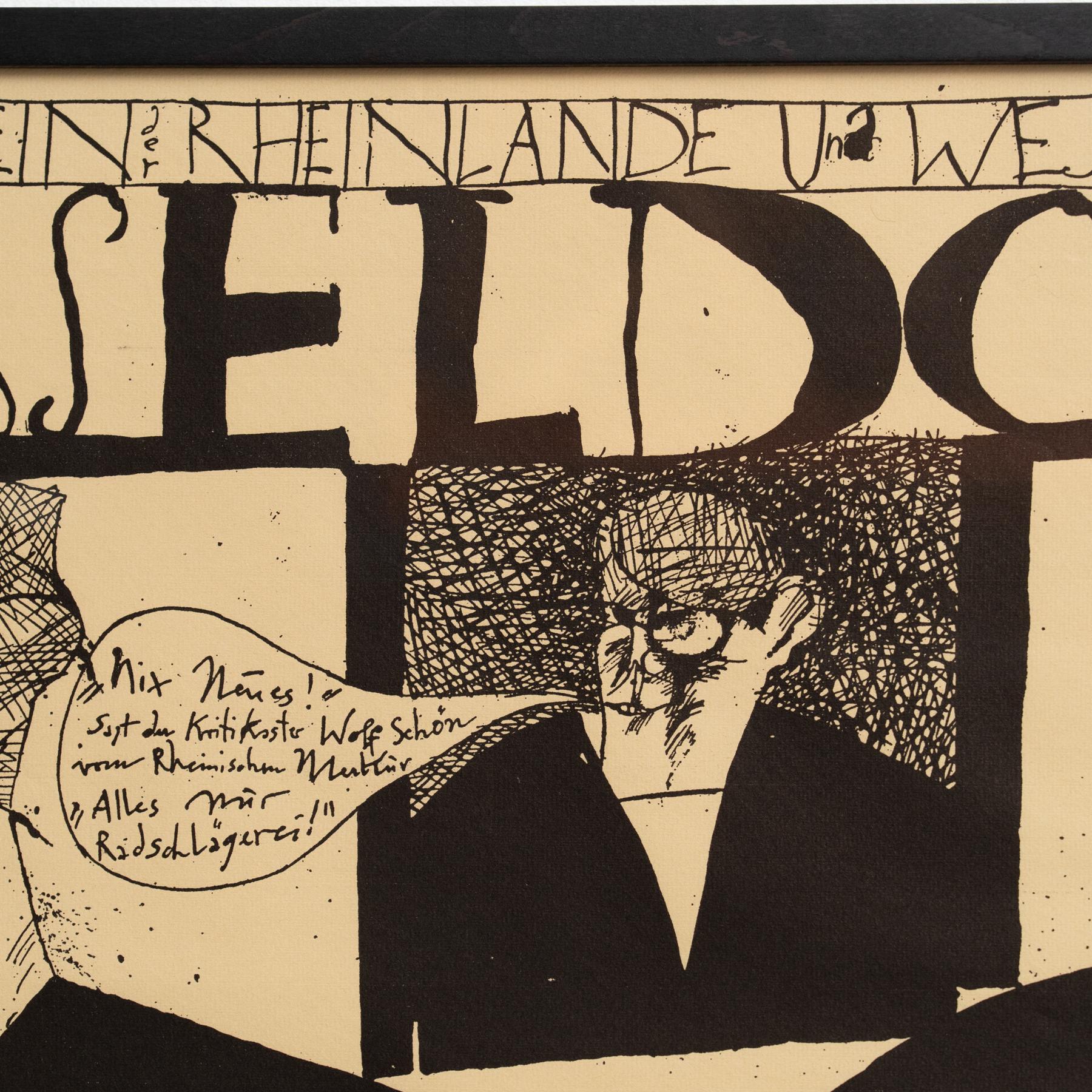 Gerahmter Horst Janssen signierter Druck - 'Dusseldorf', Surrealistische Schwarz-Weiß-Kunst (Mitte des 20. Jahrhunderts) im Angebot