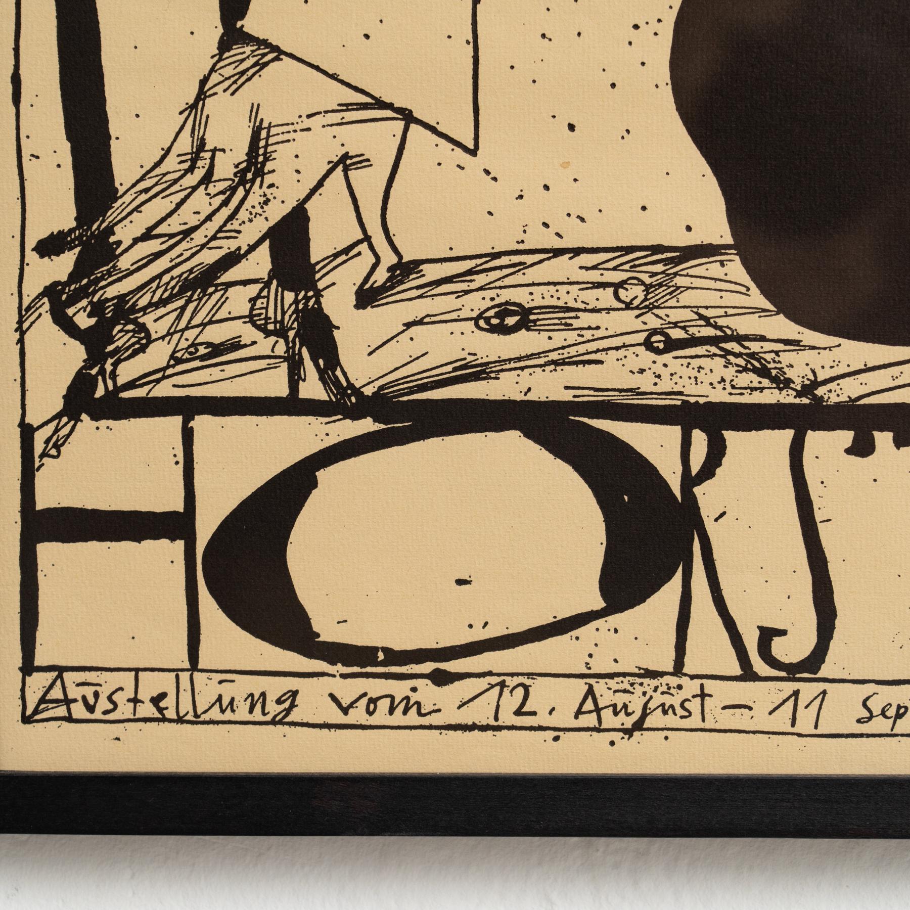 Gerahmter Horst Janssen signierter Druck - 'Dusseldorf', Surrealistische Schwarz-Weiß-Kunst im Angebot 1