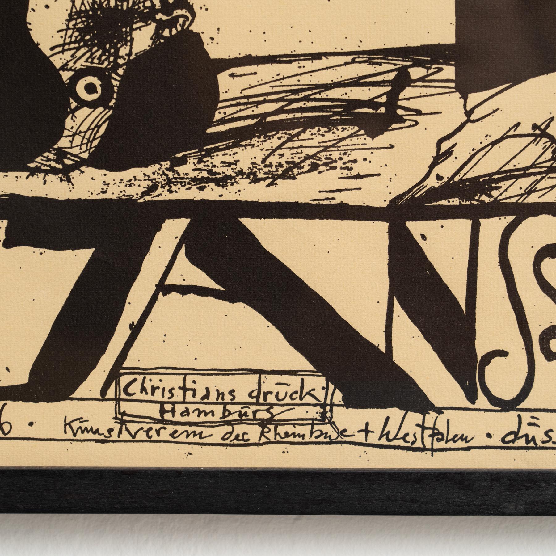 Gerahmter Horst Janssen signierter Druck - 'Dusseldorf', Surrealistische Schwarz-Weiß-Kunst im Angebot 2