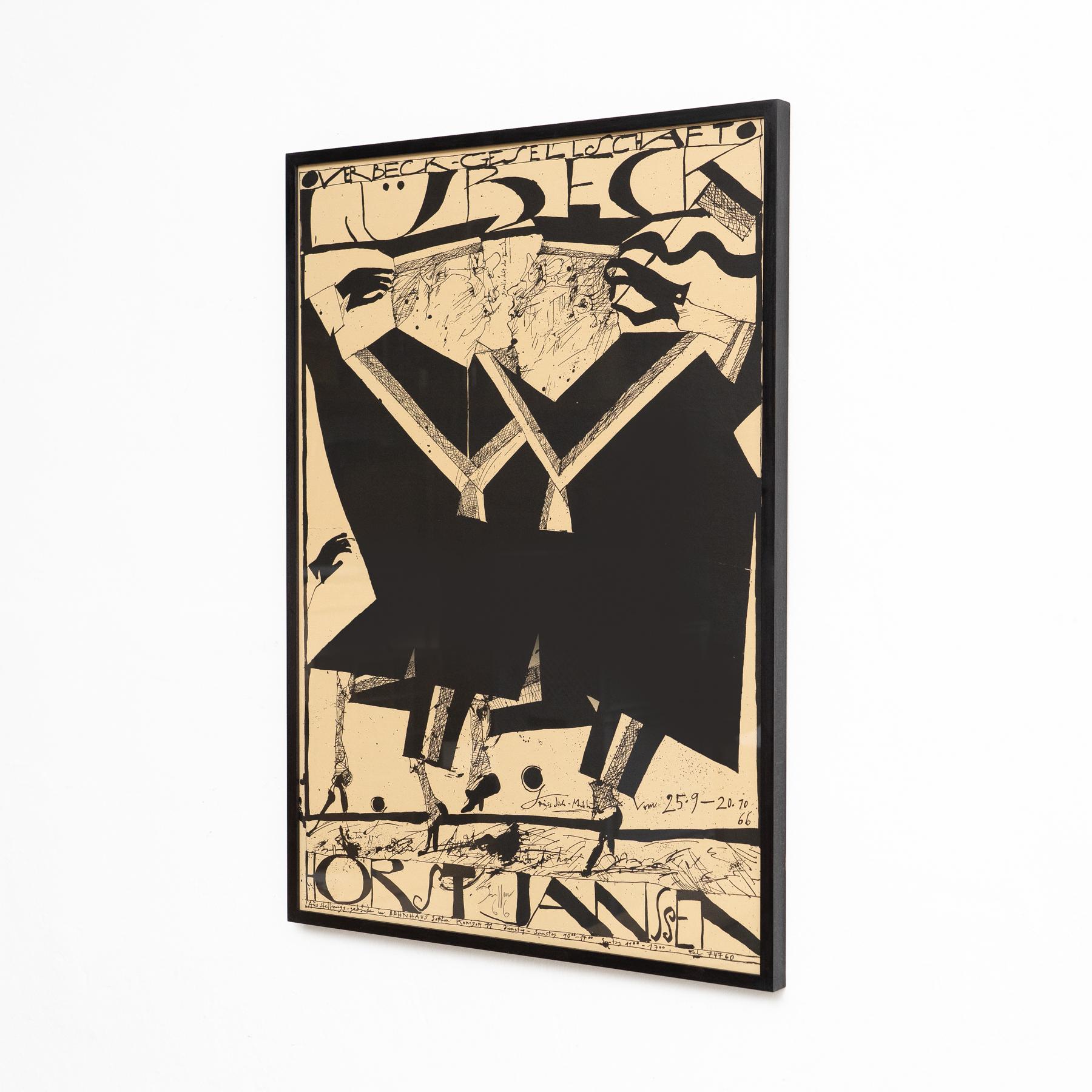Gerahmter Horst Janssen signierter Druck - 'Lubeck', surrealistische Schwarz-Weiß-Kunst (Moderne der Mitte des Jahrhunderts) im Angebot