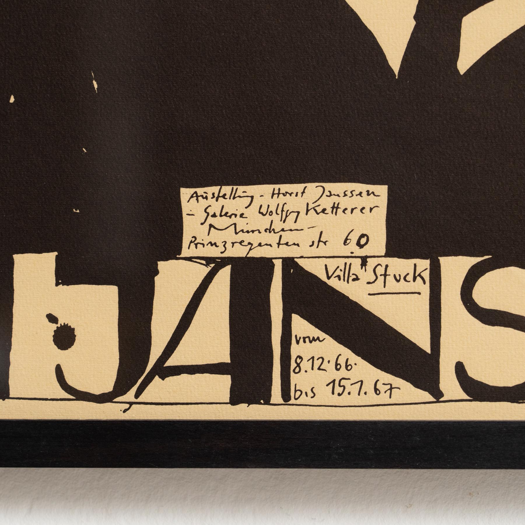 Gerahmter Horst Janssen signierter Druck - 'Munchen', surrealistische Schwarz-Weiß-Kunst im Angebot 1