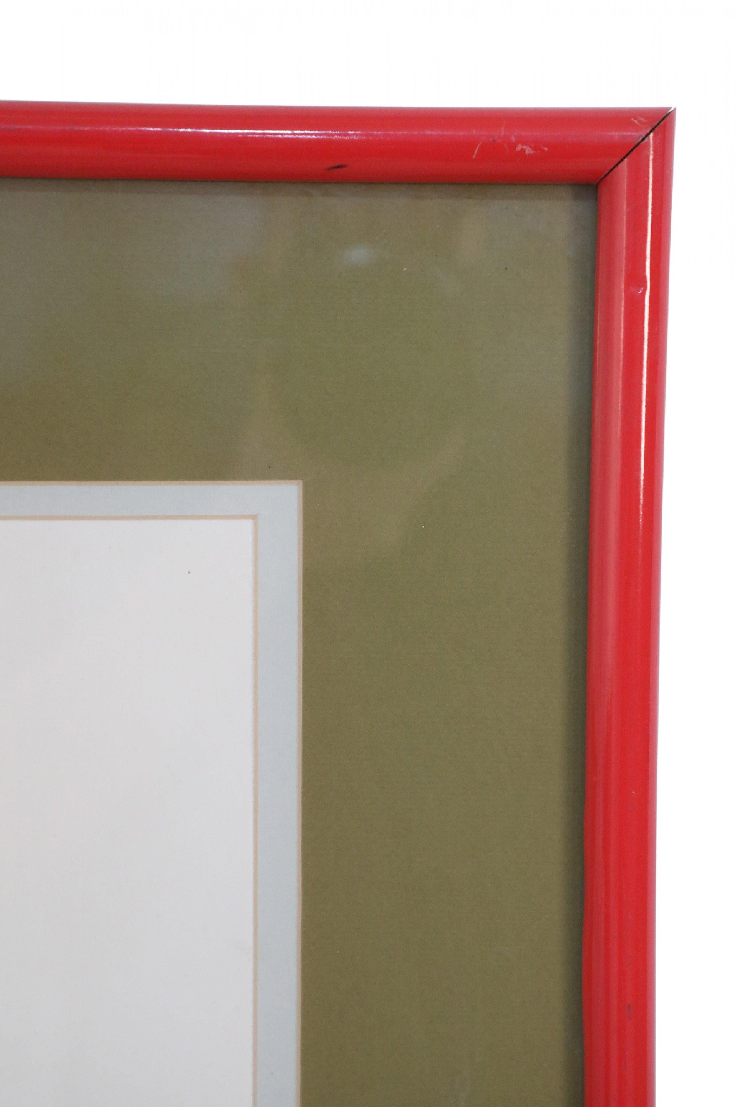 Mid-Century Modern Framed Illustration of a Budding Flower Branch For Sale