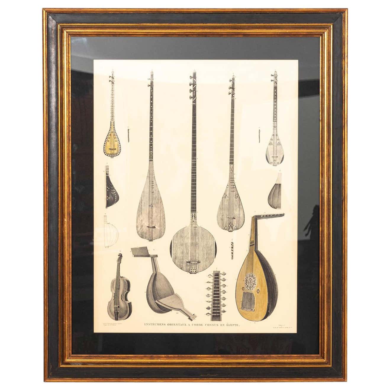 Framed Illustration of Antique Musical Instruments of Egypt For Sale at ...
