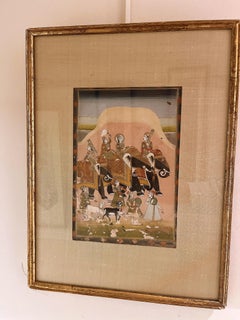 Framed Indian Rajasthani Painting of Maharaja Riding on Elephant