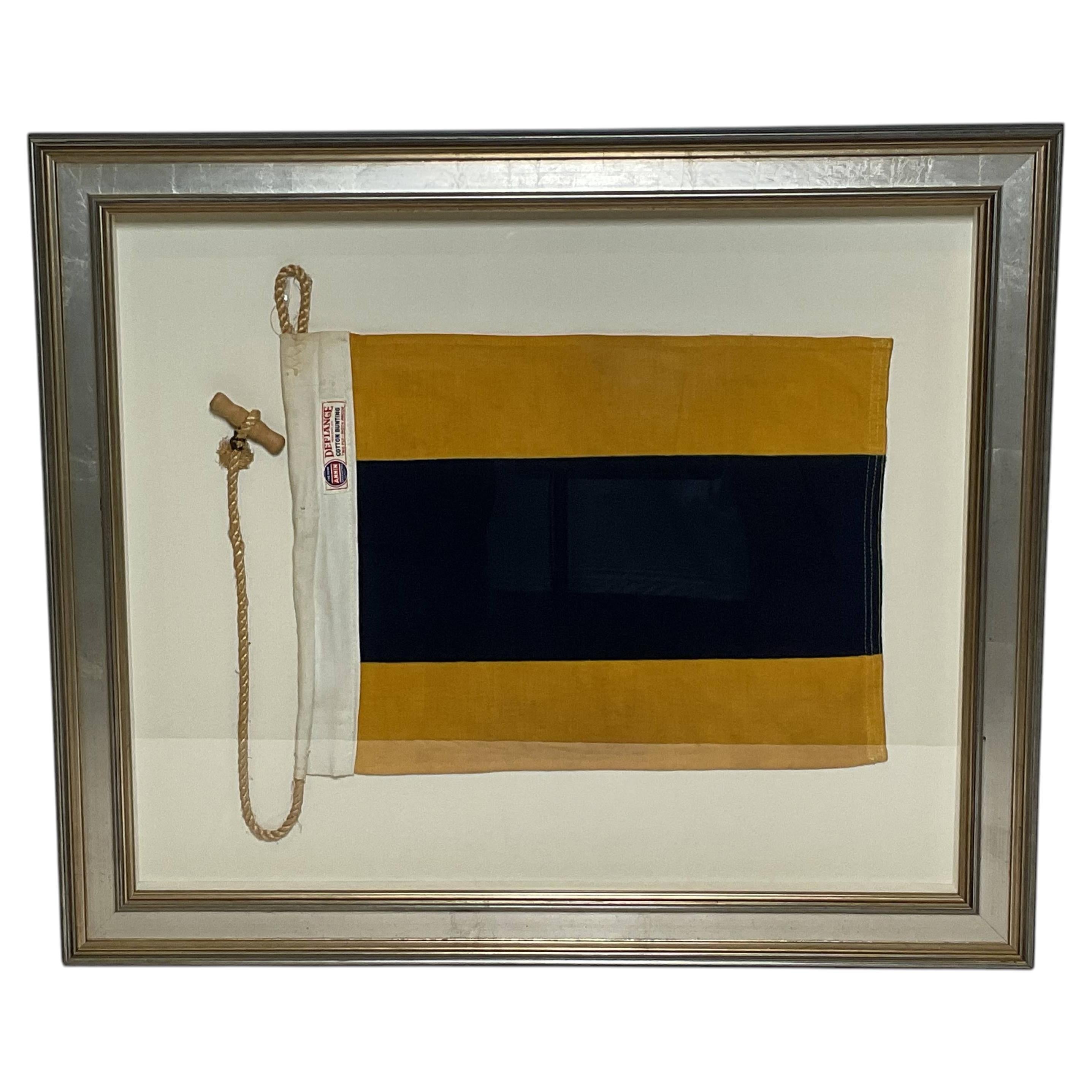 Framed International Code of Signals Delta (D) Linen Flag For Sale