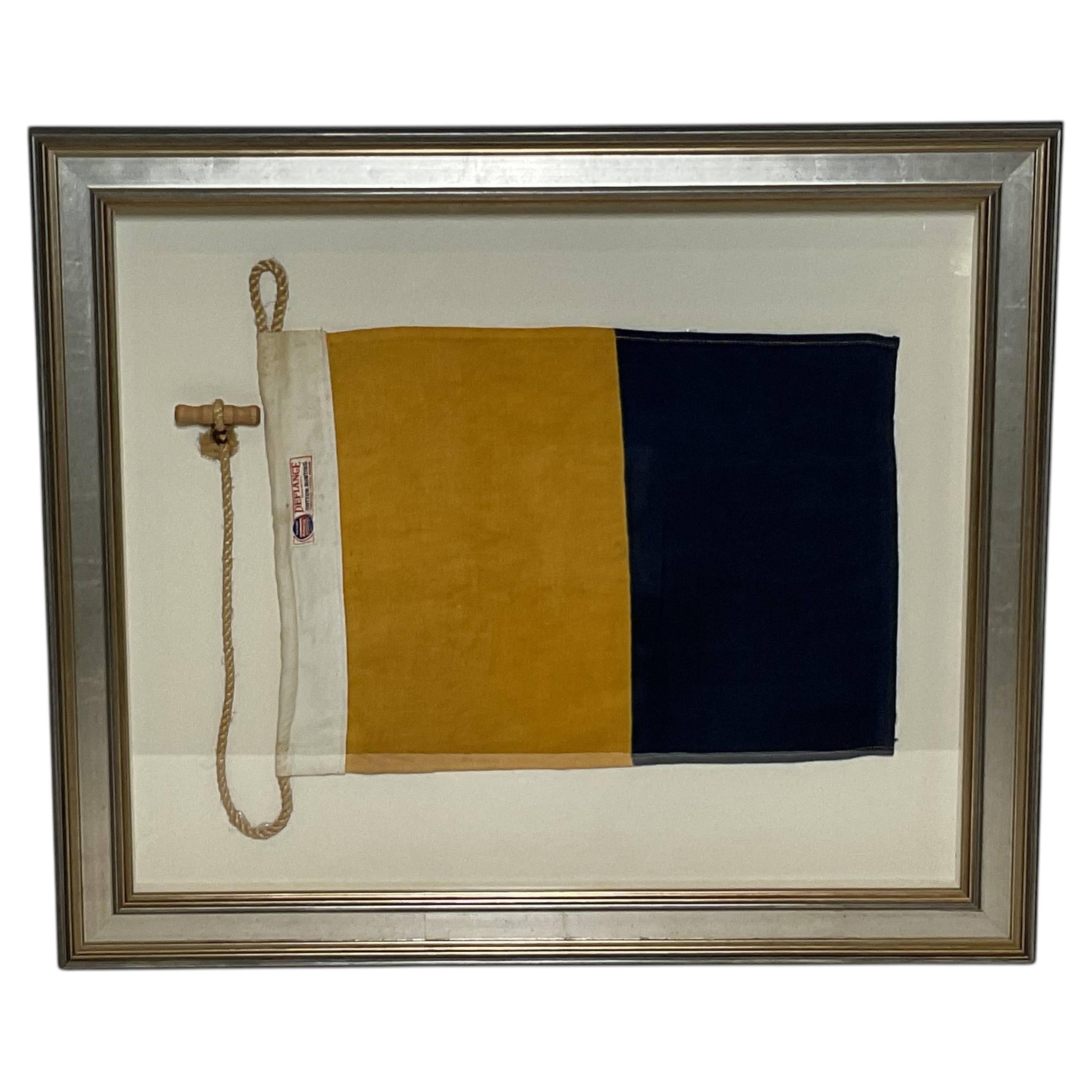 Framed International Code of Signals Kilo (K) Linen Flag For Sale