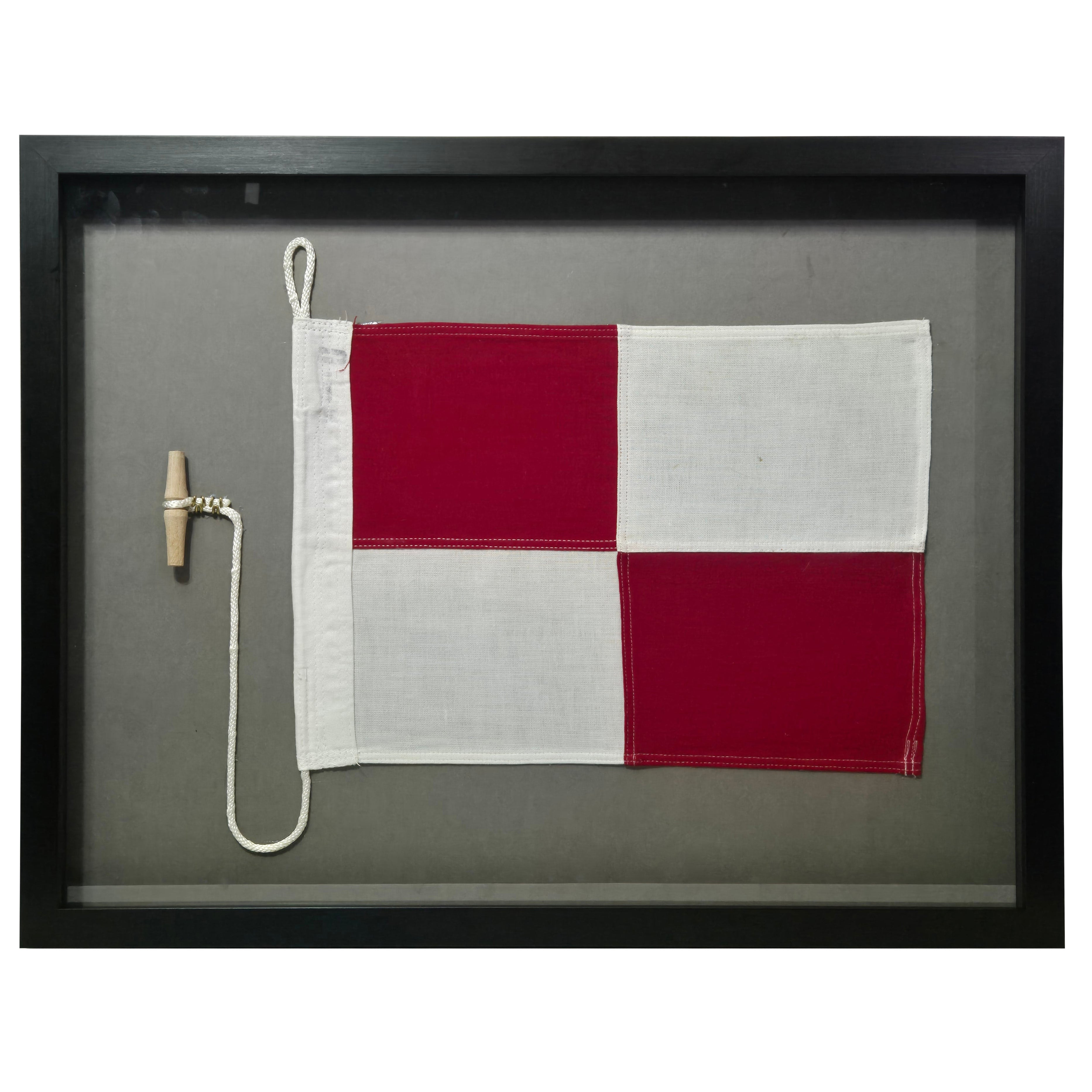 Framed International Code of Signals Uniform (U) Linen Flag For Sale