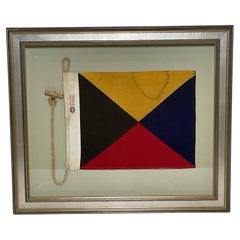 Drapeau en lin « Code international des signaux Zulu (Z) » encadré