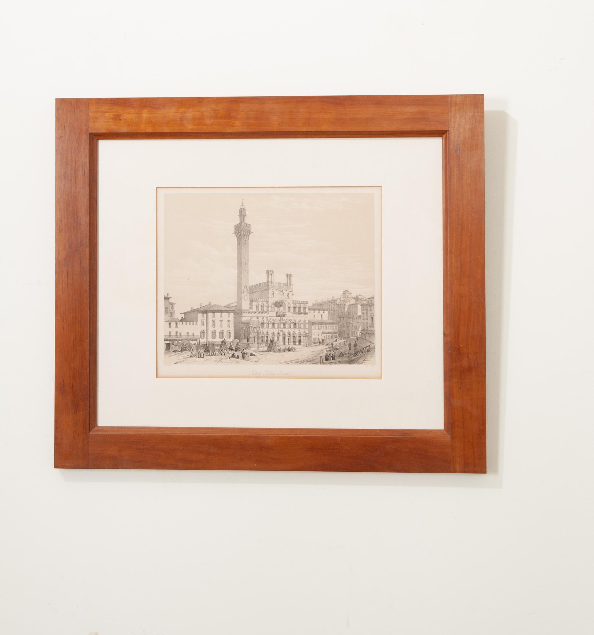 Hand-Crafted Framed Italian Lithograph of Venice For Sale