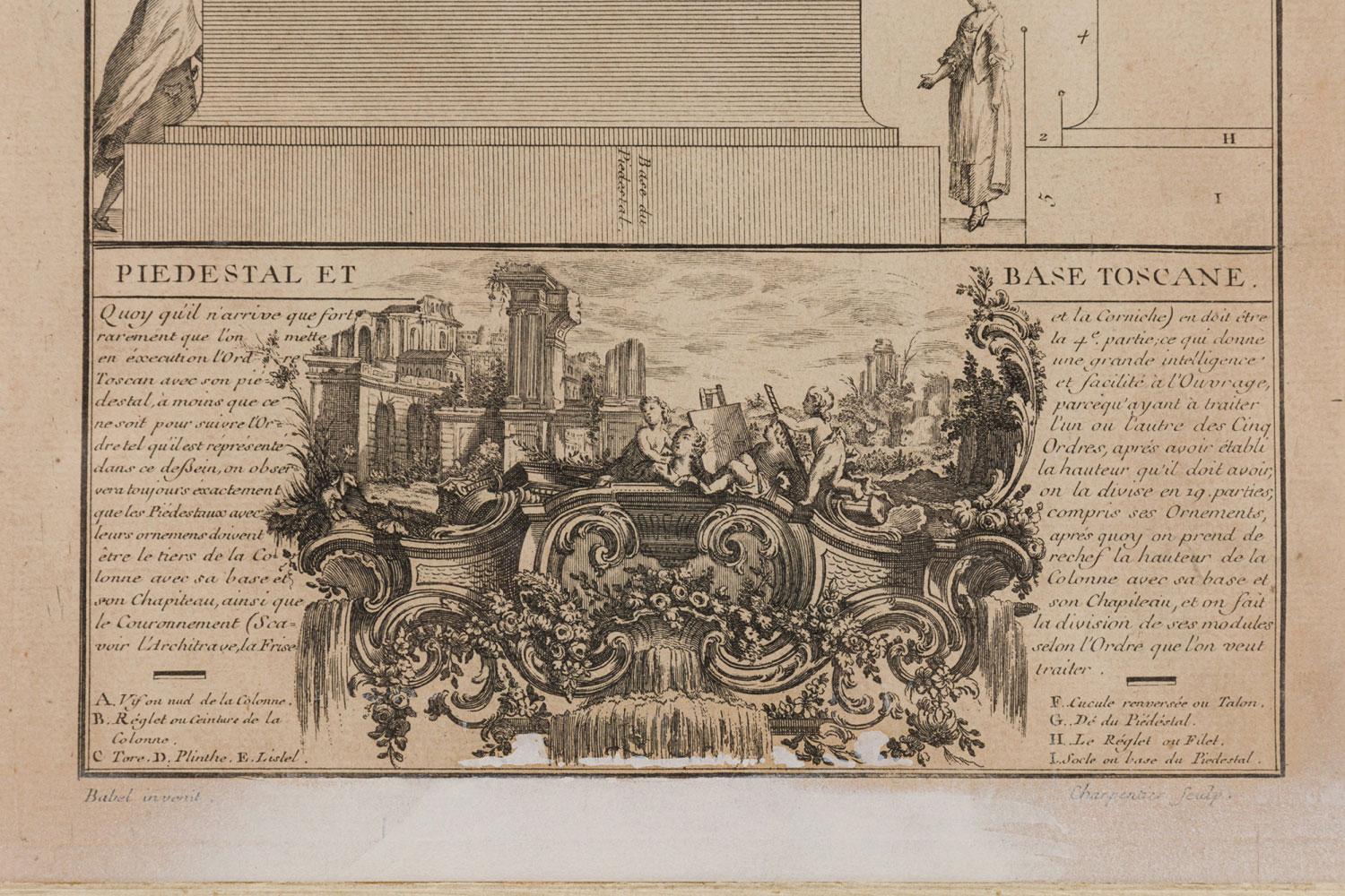 Framed Italian Neo-Classic Engravings of A Pedestal on Tuscan Base (19. Jahrhundert) im Angebot