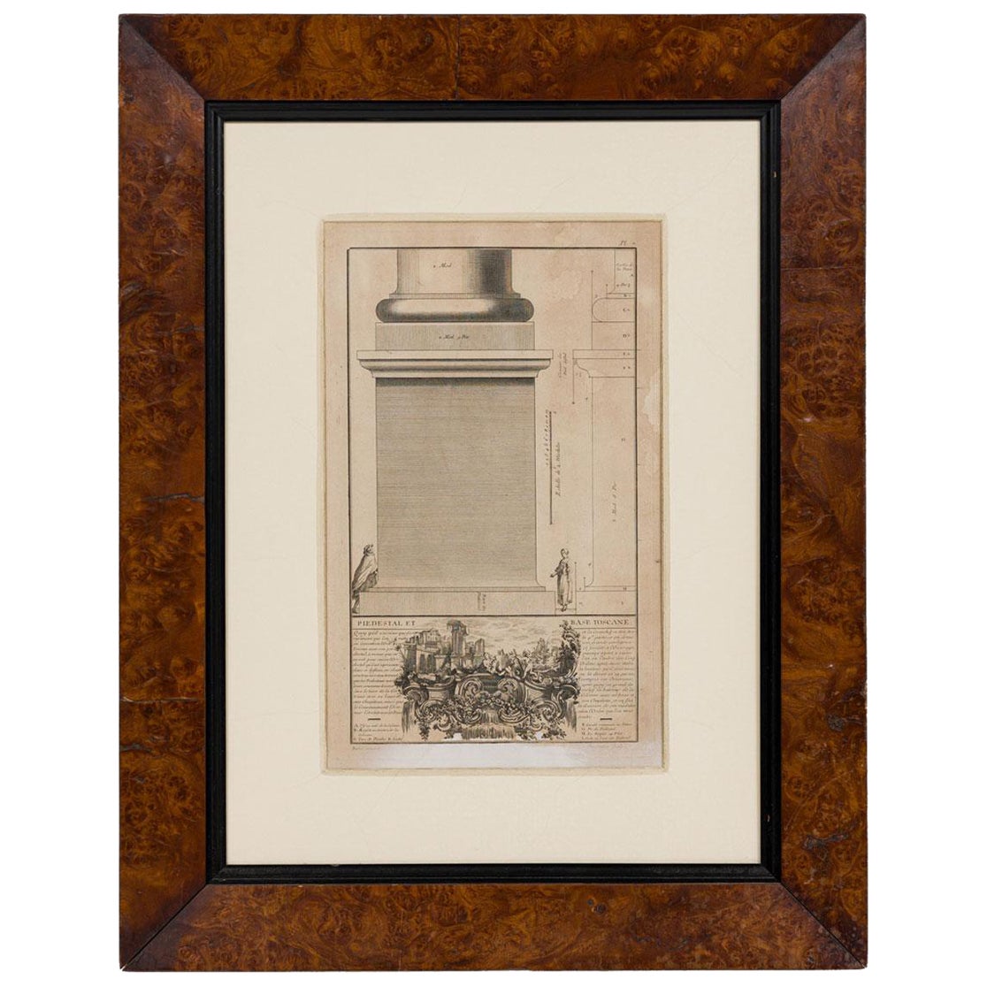 Framed Italian Neo-Classic Engravings of A Pedestal on Tuscan Base