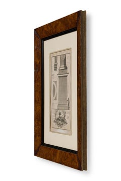 Framed Italian Neo-Classic Engravings of an Ionic Base Pedestal Diagram