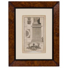 Framed Italian Neo-Classic Engravings of an Ionic Base Pedestal Diagram