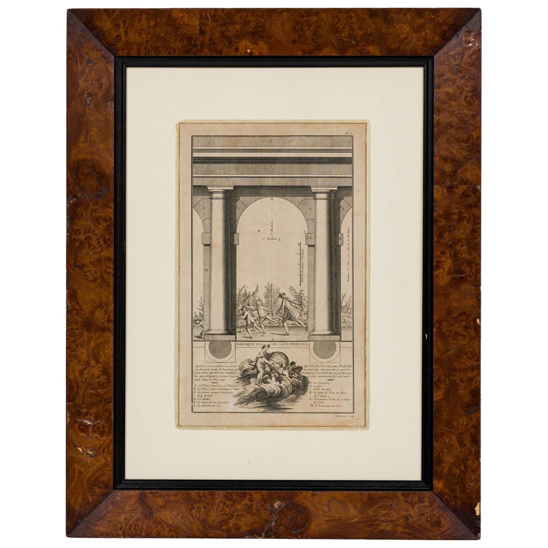 Framed Italian Neo-Classic Engravings of Pedestals on an Archway