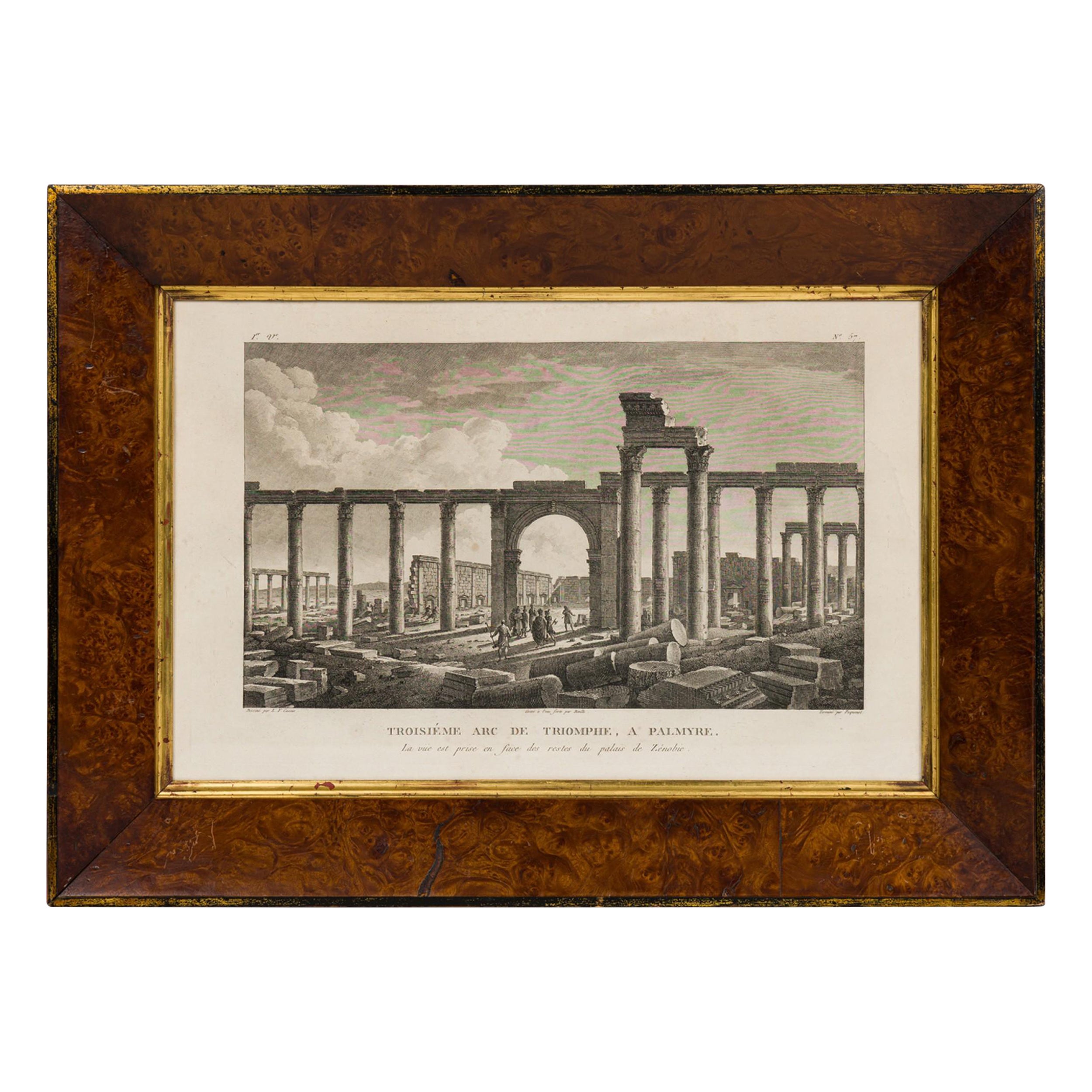 Framed Italian Neo-Classic Lithograph of The Great Gallery of Palmyra