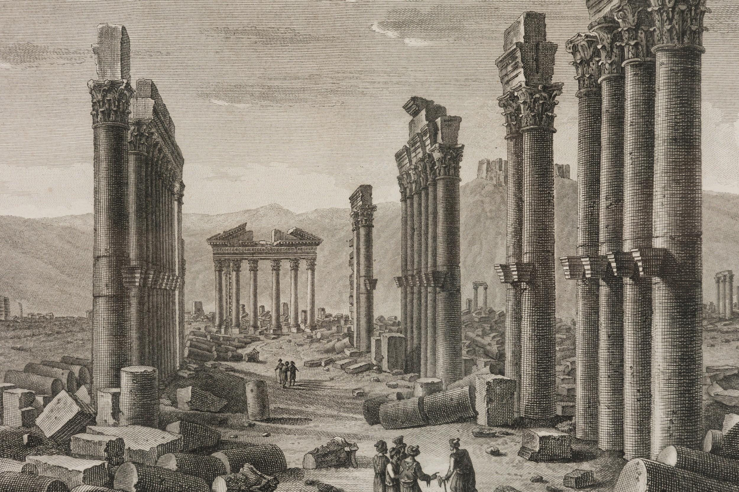 Framed Italian Neo-Classic Lithograph of The Temple of Baalshamin (Italienisch) im Angebot
