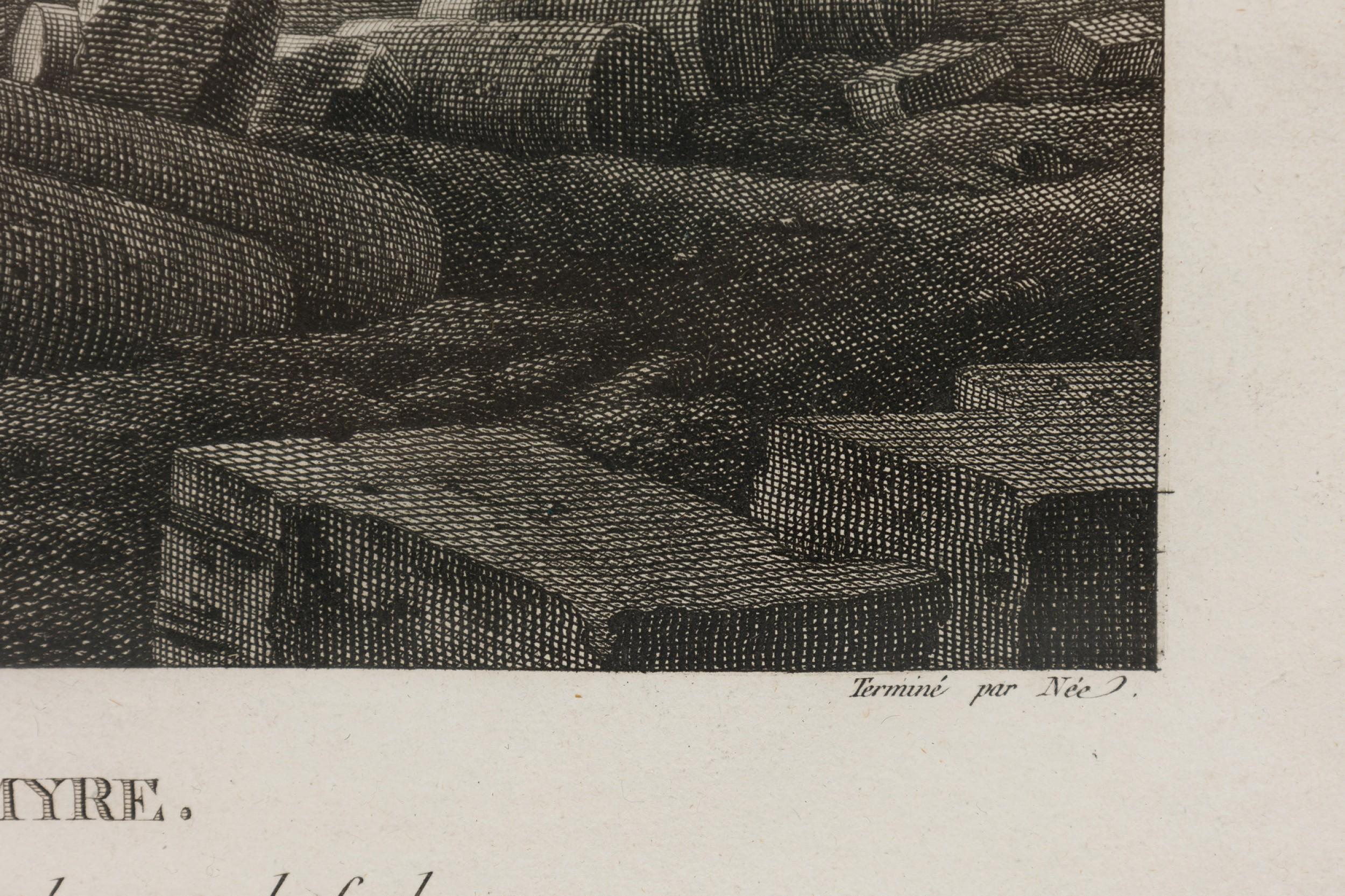 Framed Italian Neo-Classic Lithograph of The Temple of Baalshamin (Wurzelholz) im Angebot