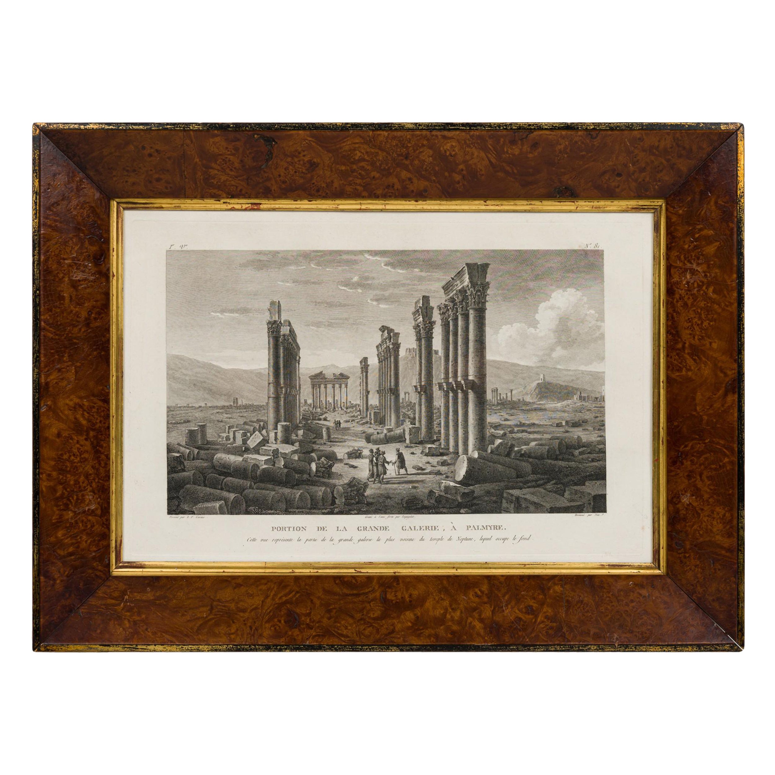 Framed Italian Neo-Classic Lithograph of The Temple of Baalshamin