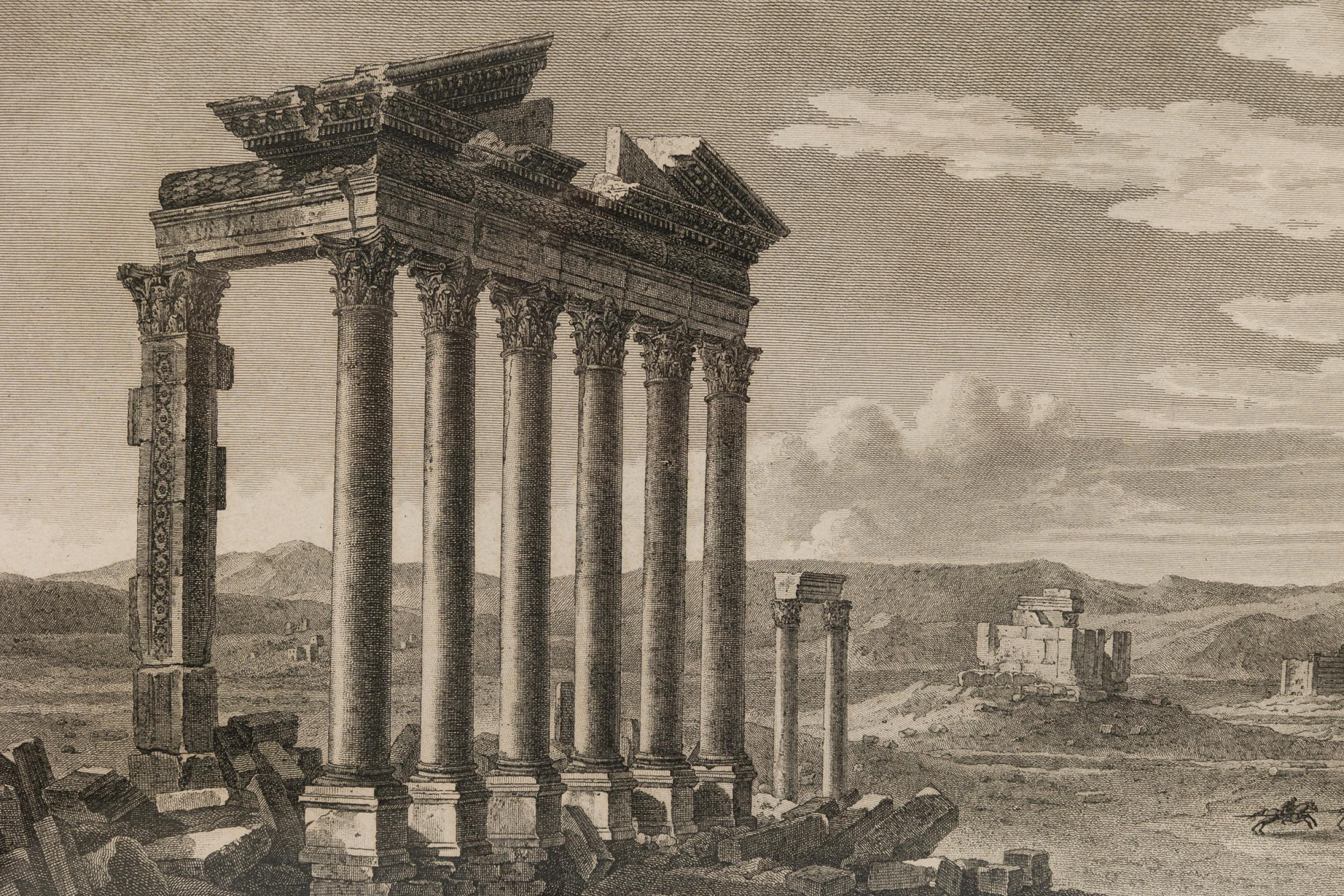 Framed Italian Neo-Classic Lithograph of the Temple of Neptune (Italienisch) im Angebot