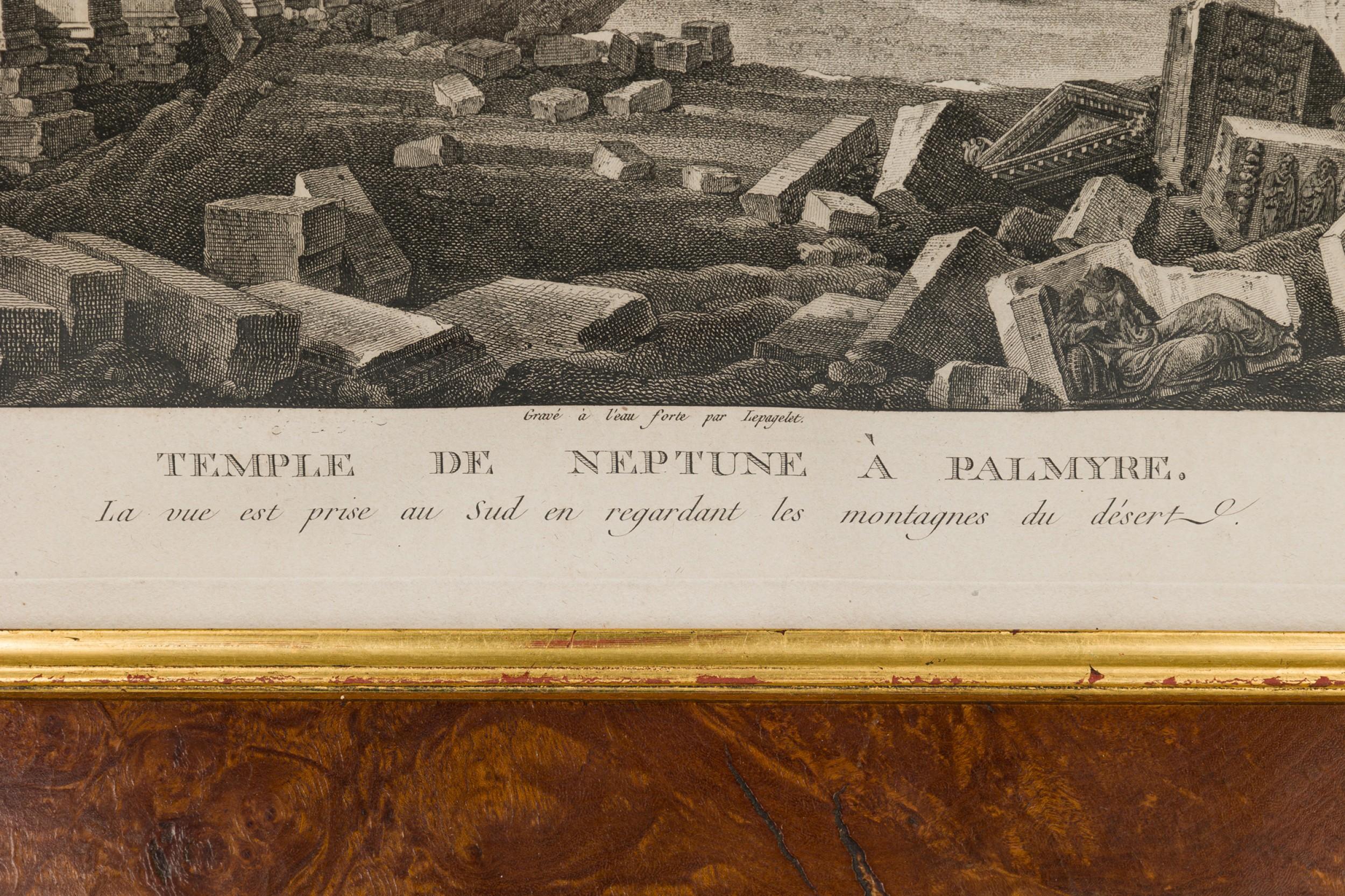Framed Italian Neo-Classic Lithograph of the Temple of Neptune im Zustand „Gut“ im Angebot in Queens, NY