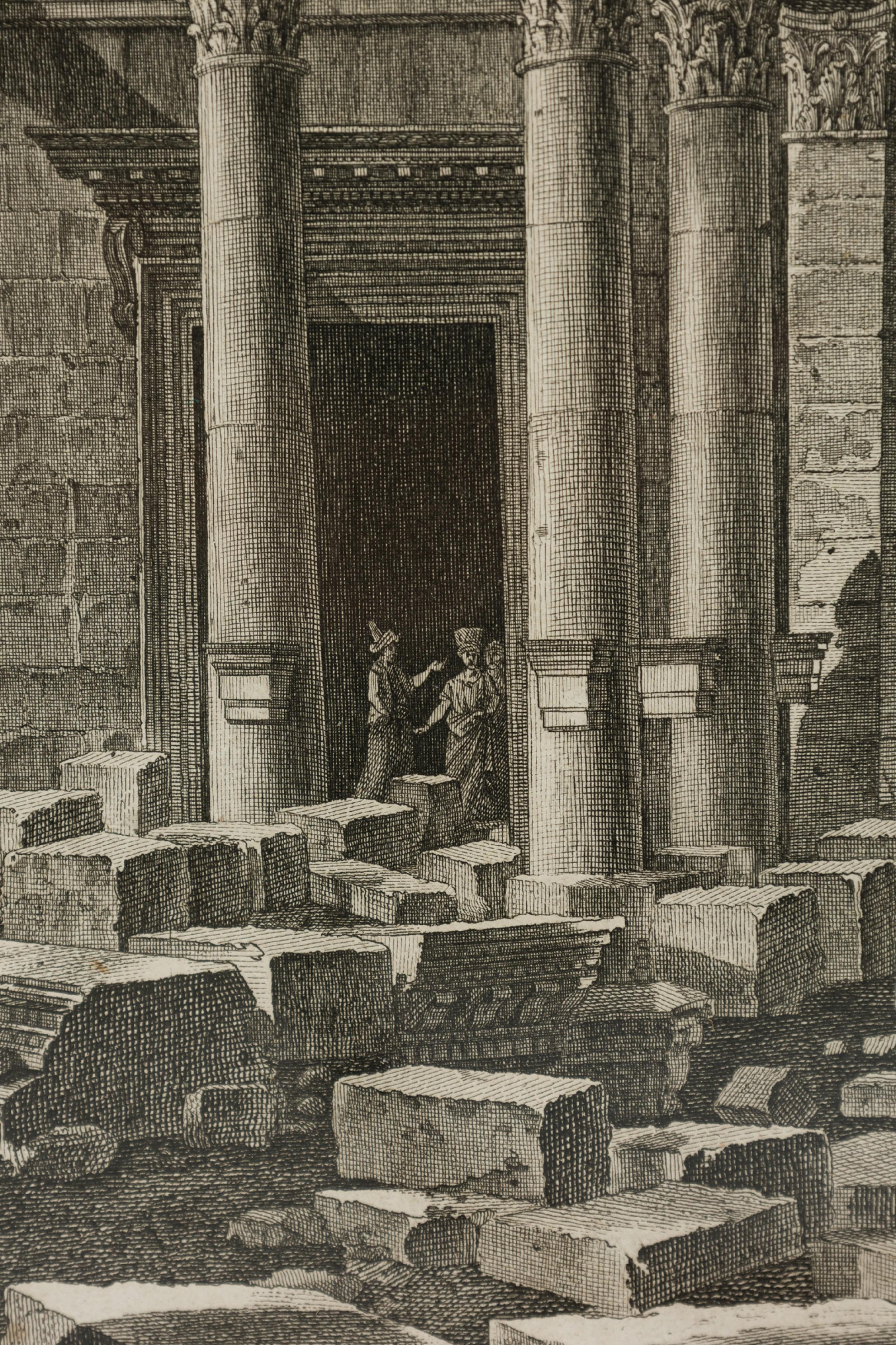 Framed Italian Neo-Classic Lithograph of the Third Triumphal Arch in Palmyra (Wurzelholz) im Angebot