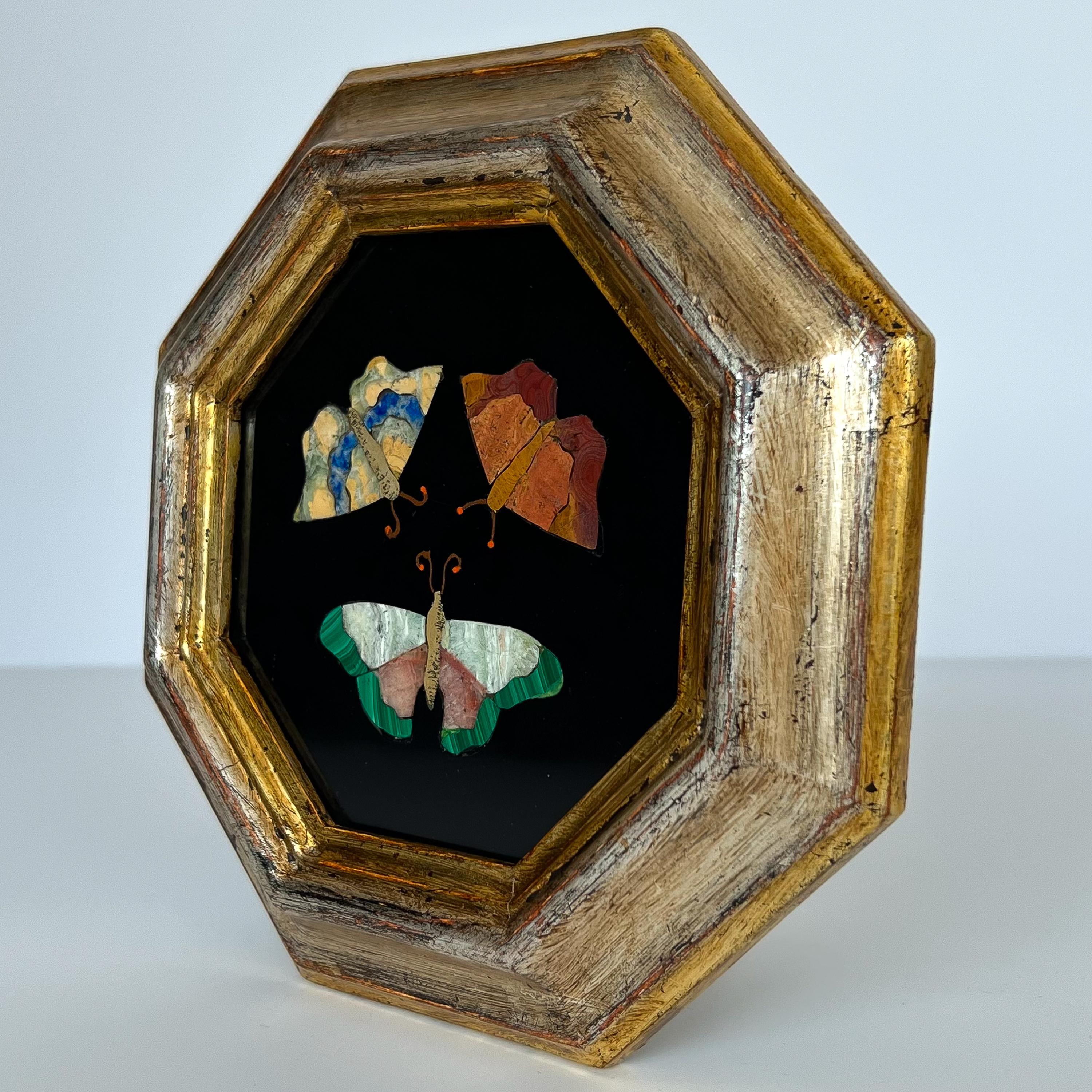 Framed Italian Pietra Dura Butterflies In Good Condition In Chicago, IL