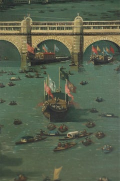 Mid 20th Century Venetian Seascape Painting in Gilt Frame