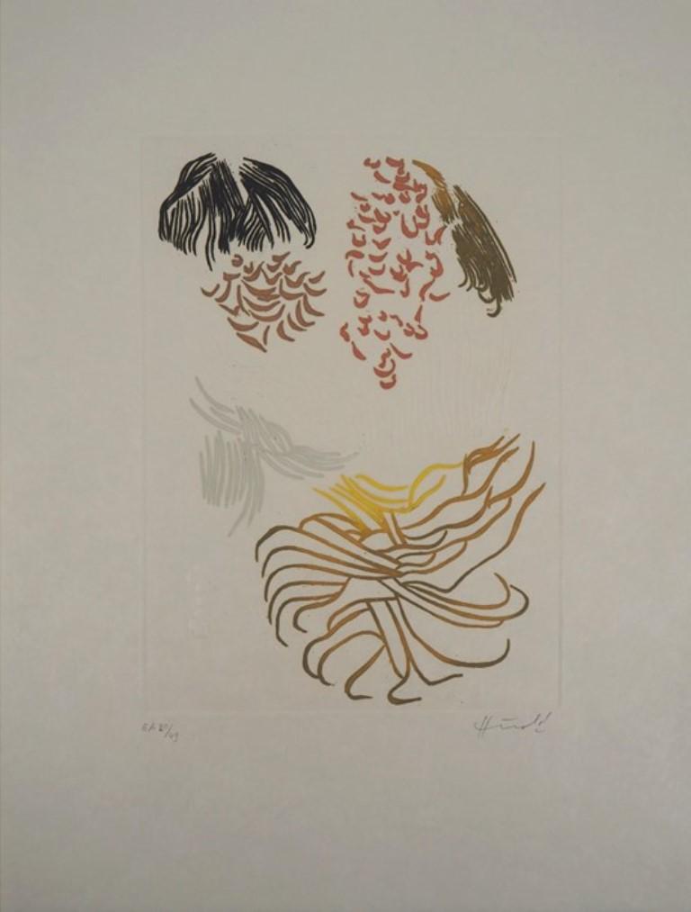 Jacques HEROLD (French, 1910-1987) was a prominent surrealist painter born in Piatra Neamț, Romania.

This piece is an Abstract Vegetal Composition, 1975

Original etching and aquatint
Handsigned in pencil
Numbered /49
Justified 