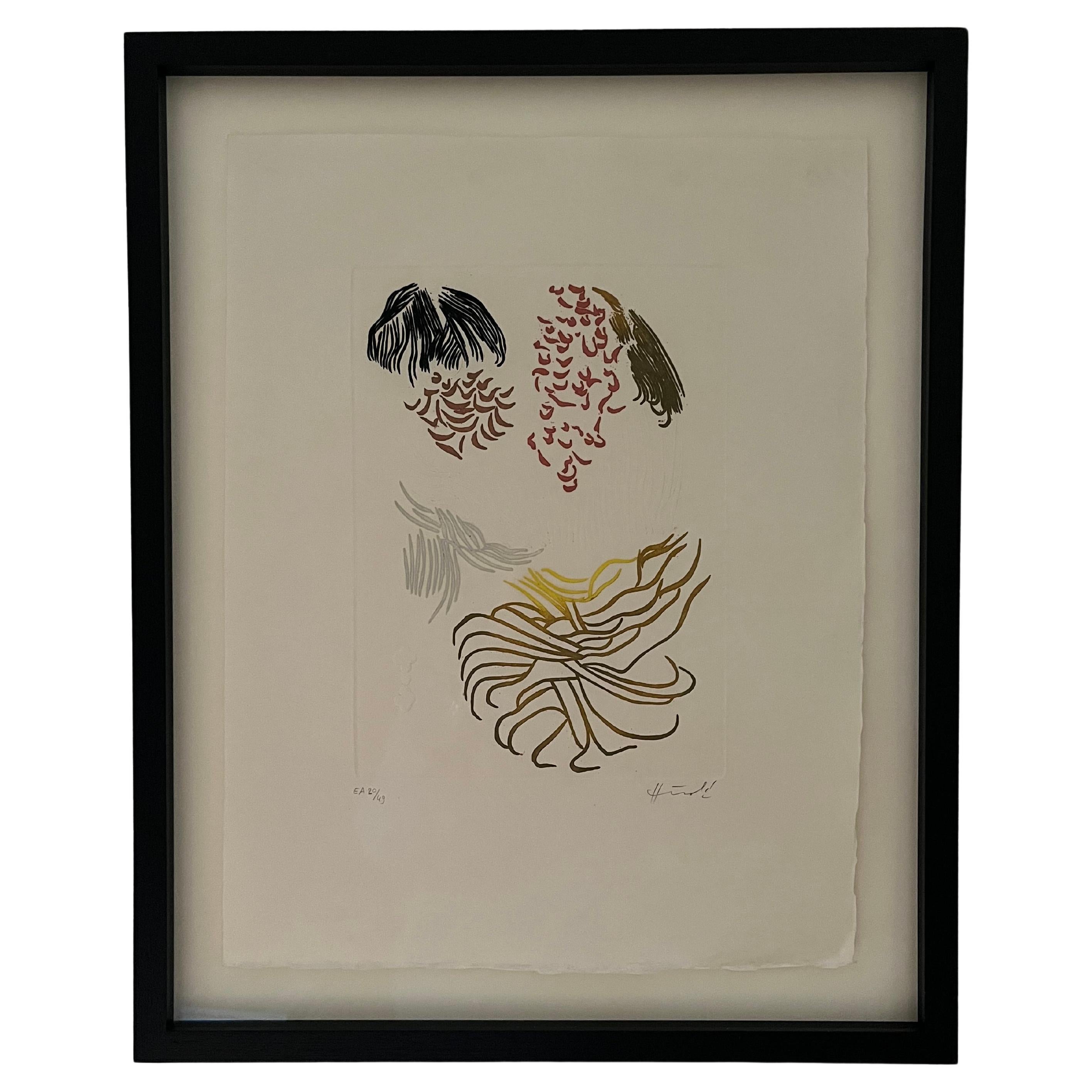 Framed Jacques Herold Original color Etching and Aquatint For Sale