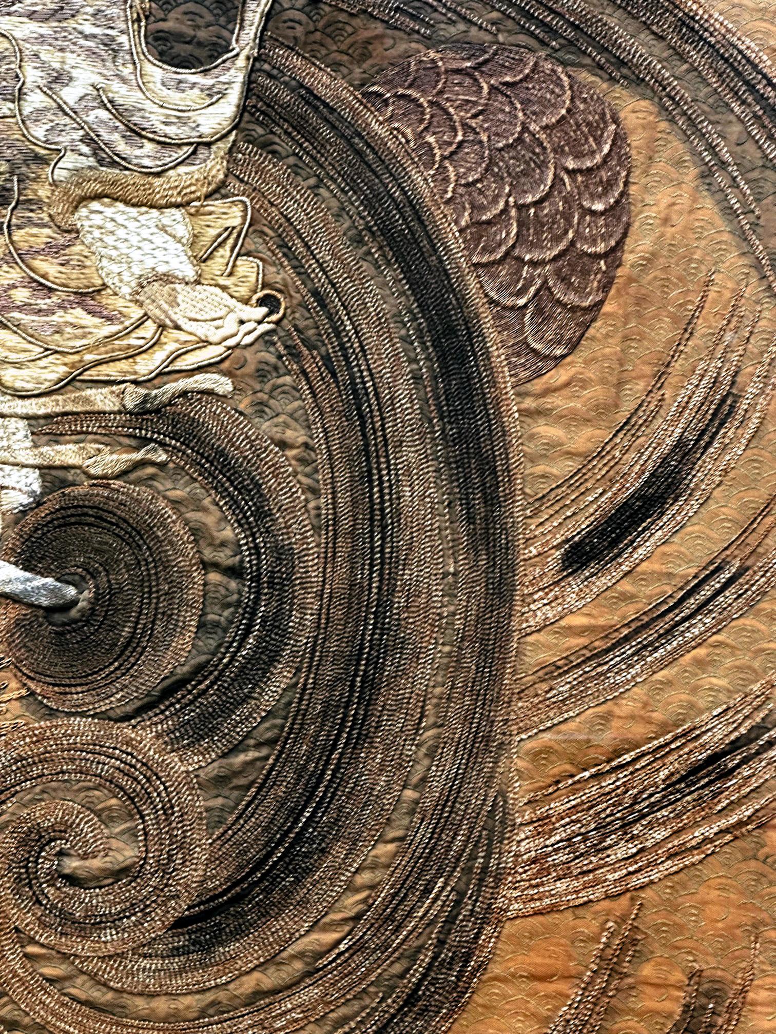 Brodé Tapisserie japonaise ancienne Sennin encadrée Période Meiji  en vente
