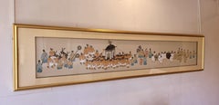 Framed  Japanese Brush Painting of a Wedding Procession, Conservation Framed