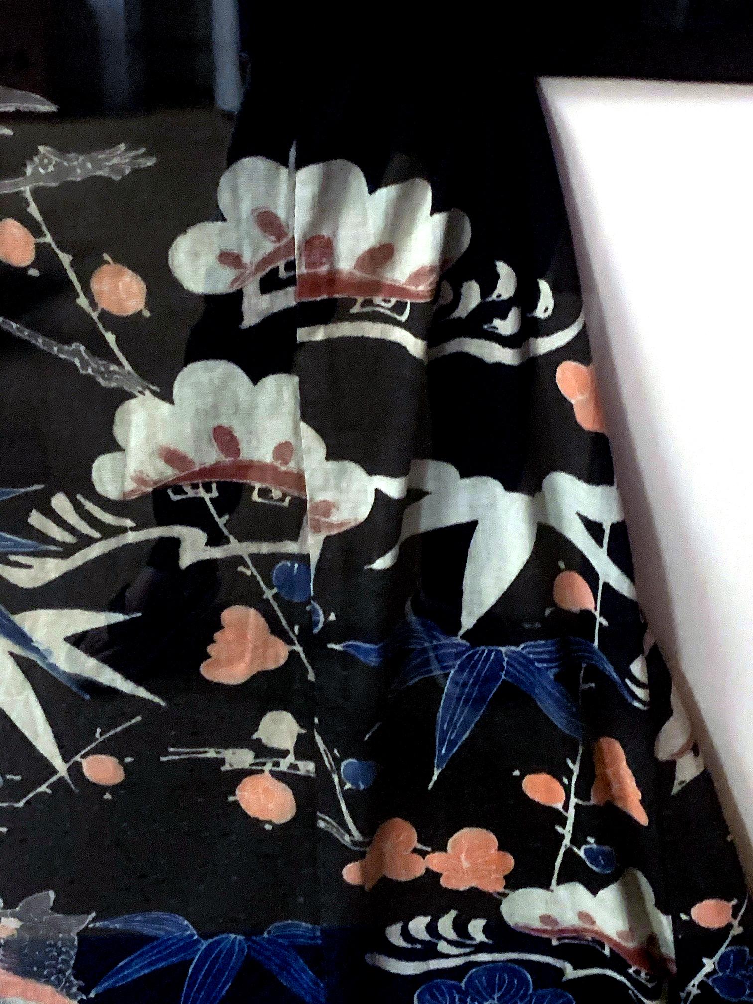 Textile Framed Japanese Festival Kimono with Tsutshugaki Dye For Sale