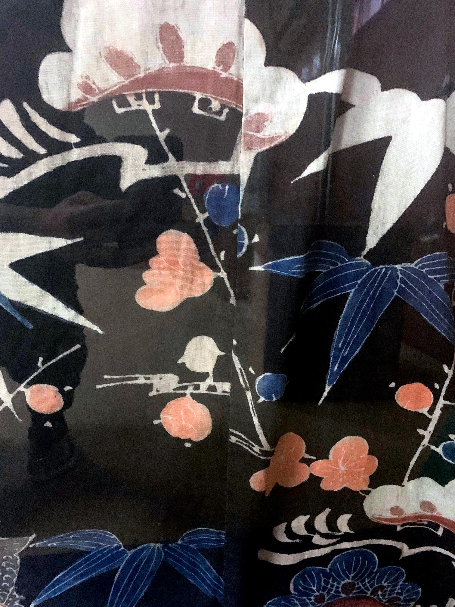 Framed Japanese Festival Kimono with Tsutshugaki Dye For Sale 2
