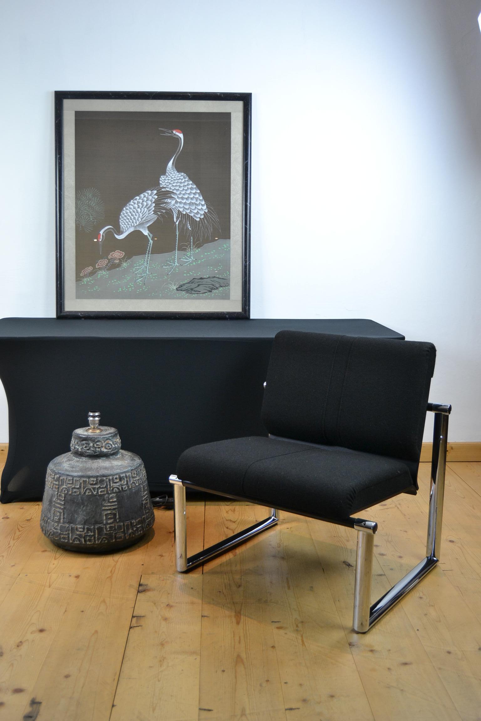 Framed Japanese Cranes on Silk, 1970s 11