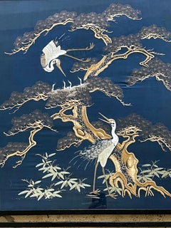 Framed Japanese Embroidery Fukusa Penal Meiji Period